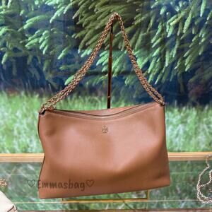 Tory Burch Britten Large Zip Shoulder Bag 177316 Forest Brown $625